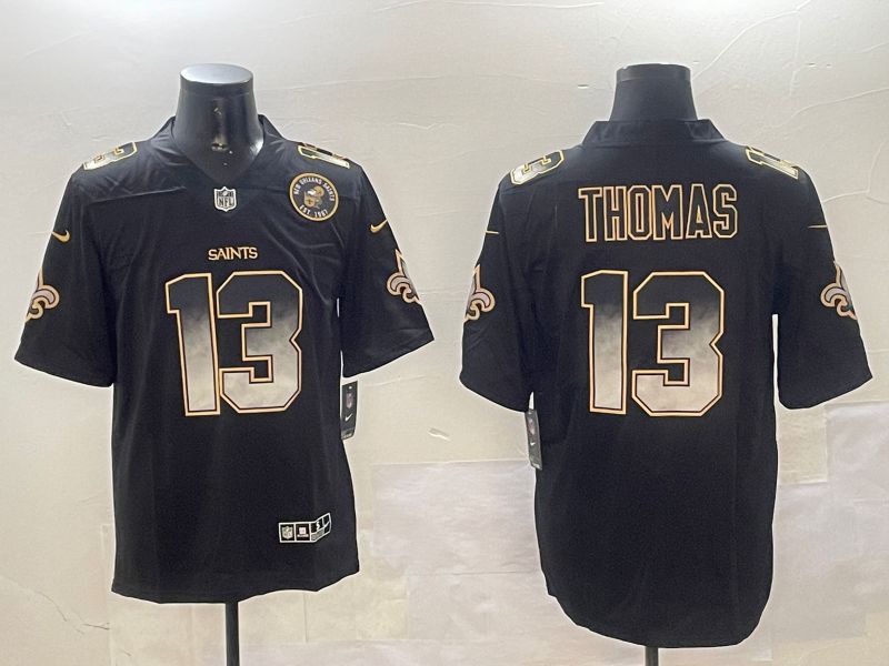 Men New Orleans Saints #13 Thomas Black Nike Smoke Fashion 2024 Limited NFL Jersey style 3